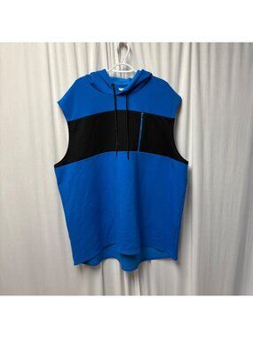 Sports Illustrated Sleeveless Hoodie Mens Sz 3XL Chest Zipper Pocket Blue Black